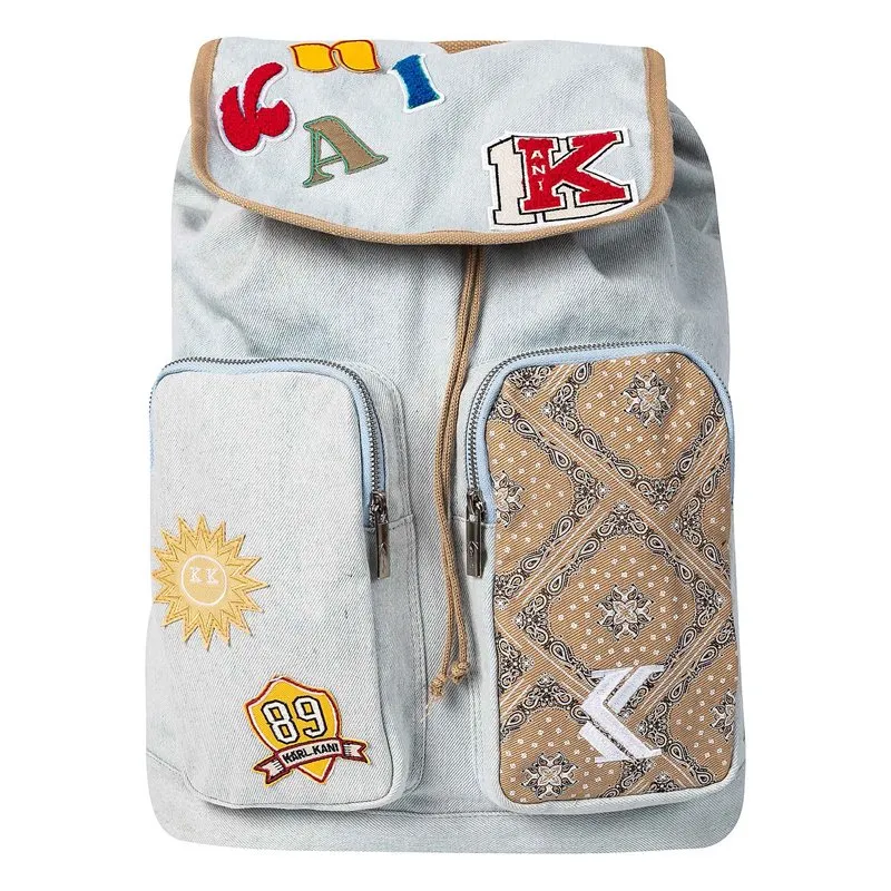 دھویا ہوا ڈینم پرنٹ شدہ بیگ